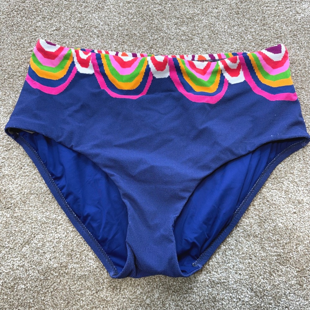 Trina Turk Womens 18W High Waisted Bikini Bottoms Navy NEW 18 Tummy Control Plus